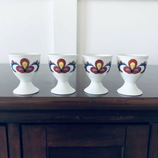 Four Porsgrund Norway Farmers Rose Egg Cups