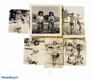6 Vintage Cute Kids Pictures Boys Girls Black & White 1940’s Cowboys,  Skirts