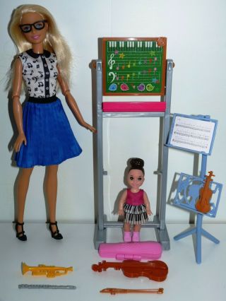 Barbie Doll Music Teacher Playset With 2 Dolls & Musical Instruments