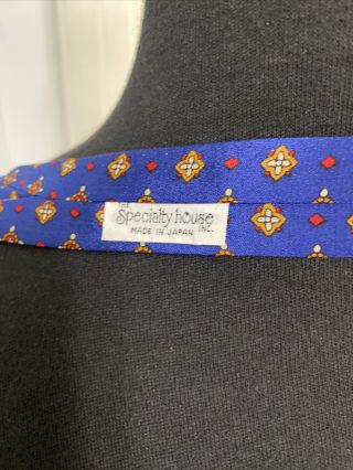Specialty House Japan 100 Silk Cravat Pussy Bow Tie Blue Isle 2