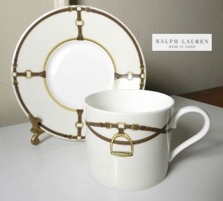 Ralph Lauren China Bromley Equestrian Theme Cup & Saucer Set (s)