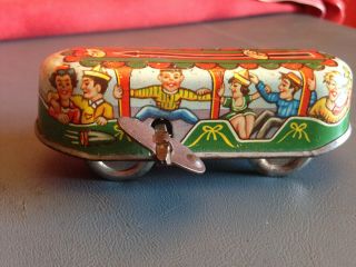 Antique Tin Wind - Up Mechanical Toy Tram (does Not Run Anymore)