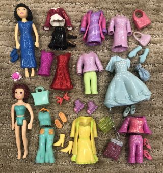 Polly Pocket Dolls & Glitter Sparkle Rubber & Fabric Clothing Outfits Dresses