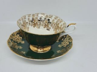 Vintage Royal Albert Green Empress Series Bone China Cup & Saucer