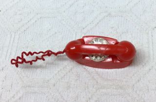 Vintage Barbie Doll Red Rotary Dial Telephone Phone 60s Or 70s Accessory Phone