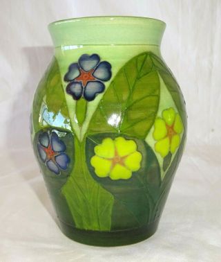 UK Vintage Pottery Vase w.  Flower Motif on Green Ground Dennis China (DaM) 2