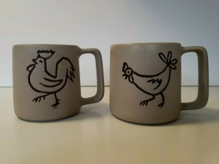 Vintage Pigeon Forge Pottery Tenn Stoneware Chicken Rooster Mugs 3 "