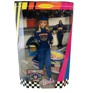 50th Anniversary Nascar Barbie Collector Edition Doll No.  20442 Nrfb 1998