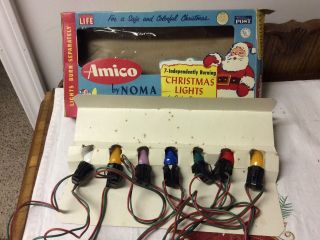Vintage Amico 7 Lights C7 Christmas Lights By Noma & Box