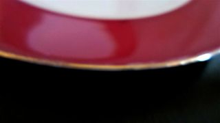 Ten Strawberry Street Ltd Halo Red Dinner Plates x2 Red Rim Gold Trim 3