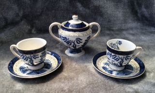 Stunning Vintage Nkt Ironstone Double Phoenix Willow Pattern Part Coffee Tea Set