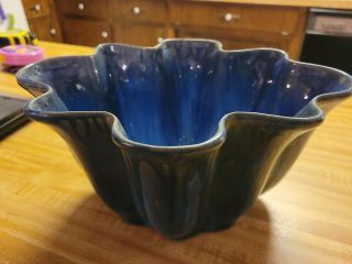 Fulper Art Pottery Curved Blue Bowl Vintage
