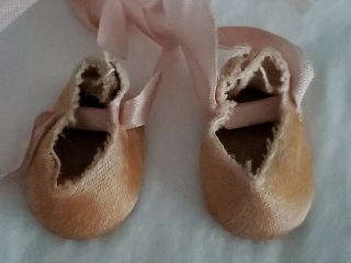 Vintage Doll Shoes Pink Satin Fuzzy Bottom,  Fit 8 " Alexander Ginny Ginger Muffie
