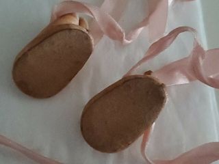 Vintage Doll Shoes pink Satin fuzzy bottom,  fit 8 