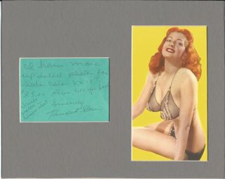 Tempest Storm Signed And Matted With Photo 8x10 Frame Size R3/18