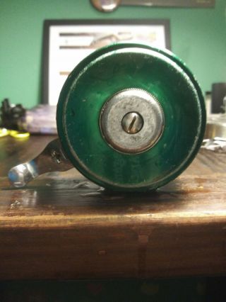 Vintage Shakespeare Ok Automatic No.  1821 Green Fly Fishing Reel Model Gd