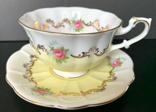 Vintage Royal Albert Yellow Invitation Series Tea Cup And Saucer Set