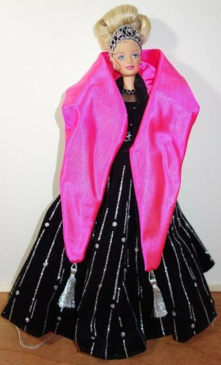 1998 Happy Holidays Barbie Doll - Black Velvet Gown W/silver Sparkle