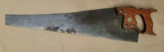 Antique Vintage 26 " Henry Disston D - 8 Wood Handle Hand Saw