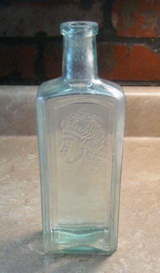Antique Indian Sagwa Medicine Bottle Native American Indian Logo