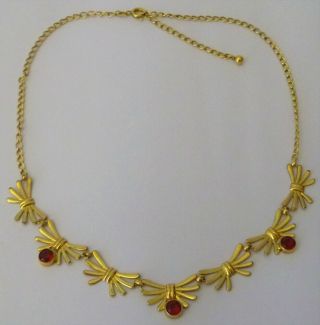 Vintage Jewellery This Is A Eye Catching Stamped Rolled Gold Ruby Necklace