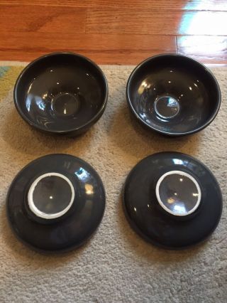 Set 4 Russel Wright Iroquois Casual China Charcoal Redesigned Fruit Bowls Rare