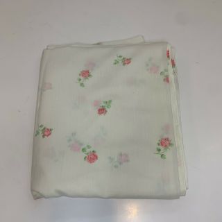 Vintage Sheet Flat Pink Floral Rose Full Size No Iron Cotton Poly Blend Thom
