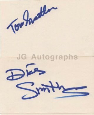 Tom & Dick Smothers Of The Smothers Brothers - Signed 3x5 Cards