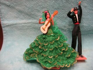 5 " Vintage Marin Chiclana Spanish Dolls Flamenco Dancers Couple Set Of 2