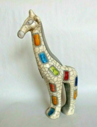 The Fenix Raku Pottery Giraffe Figurine Hand Made In South Africa 12 3/4 "