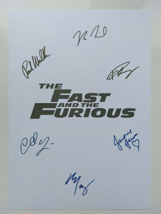 Fast And Furious Movie Poster And Autograph Signed Print
