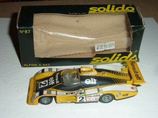 Vintage Solido 87 Alpine A 442 Sports Boxed 1:43 Scale Made In France