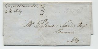 1848 Elizabethtown Il Manuscript Stampless Folded Letter To Carmi [5806.  406]