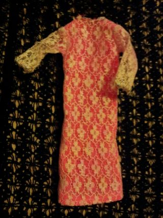 Vintage Fashion Doll Rare Pink And White Lace Long Dress Maximod