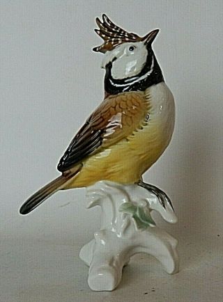 Vintage Karl Ens Volkstedt Porcelain Figurine Bird Spiked Crown 5.  5 " Tall