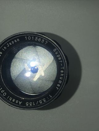 Vintage Lens - Takumar 1:3.  5 / 135 Asahi Made in Japan W/ Case & Hood 3