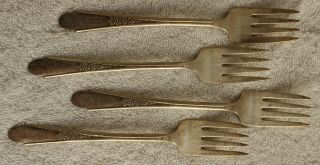 Vintage Silver Ware Wm.  Rogers And Son Set 4 Salad Dessert Forks