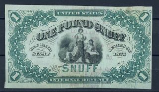 Us 1877 Canceled 1875 Series Stuff Tobacco Tax Paid Internal Revenue Stamp
