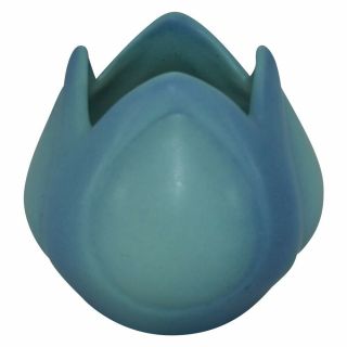 Vintage Van Briggle Pottery 1940s Blue Tulip Shaped Art Deco Flower Form Vase