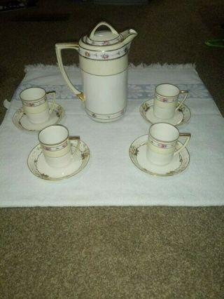Nippon Hand Painted Teapot With 5 Cups And Saucers With 1 Extra Saucer