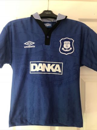 Vintage Kids Everton 1995 - 1997 Season Home Football Shirt - Boys 140cm