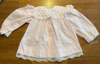 Baby Infant Girl’s Vintage Bryan Pink & White Long Sleeve Dress 18 Months