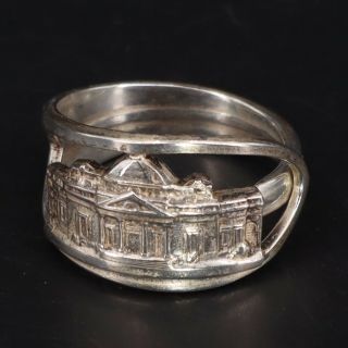 Vtg Sterling Silver - Home Of Thomas Jefferson Spoon Handle Ring Size 12 - 10g