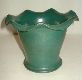 Georgia Art Pottery Vase Candle Stick Holder Dark Green Blue Glaze Wj Gordy