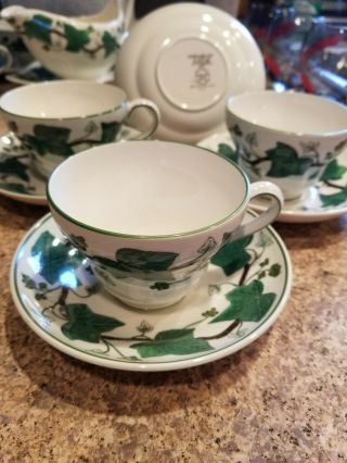 3 Wedgwood Napoleon Ivy Cups And Saucers.