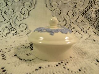 Wedgwood Embossed Queensware Blue On Cream Teapot Or Coffee Pot Lid Only