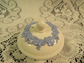 Wedgwood Embossed Queensware Blue on Cream Teapot or Coffee Pot Lid ONLY 2