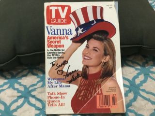 Vanna White Signed 1993 Tv Guide/ Wheel Of Fortune,  Pat Sajak,  Game Show,  July 4th