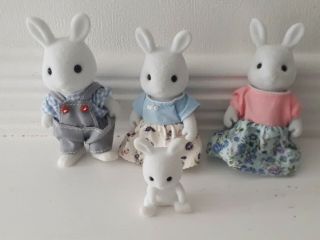 Sylvanian Families Snow Warren White Rabbit Family Of 4 Calico Critters Retired