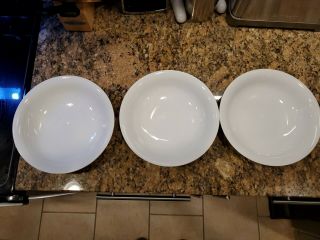 Set Of 3 Pottery Barn Pb White Coupe Soup Cereal Bowls,  8 1/2 " Diam Fast Ship